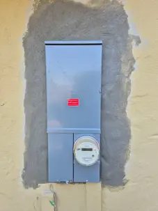 "New 200-amp combination service entrance panel in Campbell home after Federal Pacific panel replacement
