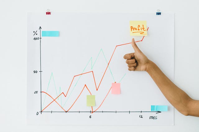  a hand drawn line chart highlighting profit growth